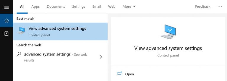 advanced system settings