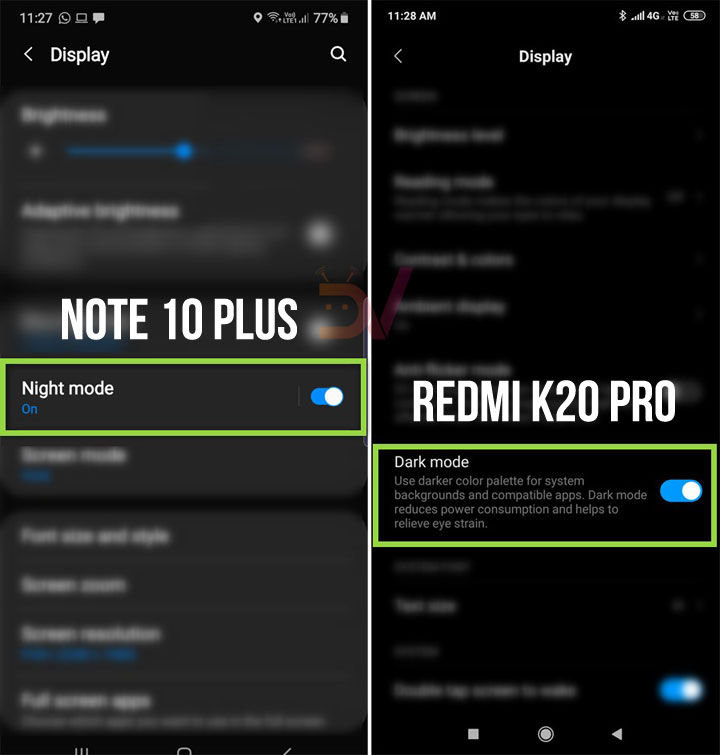 android 9 dark mode