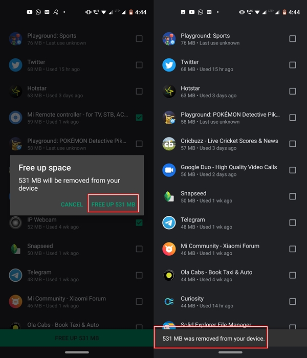 apps removed