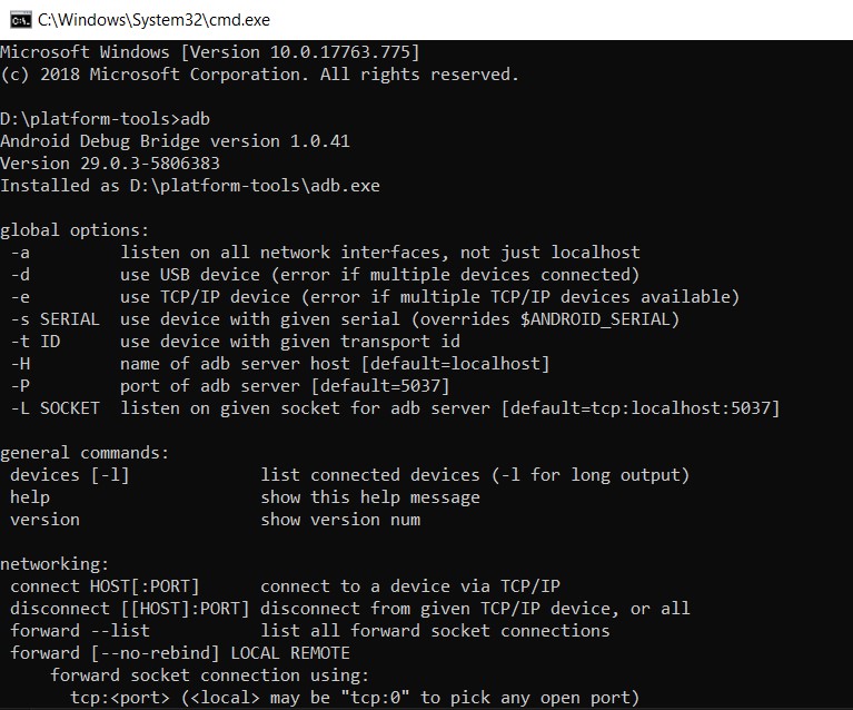 cmd adb error fix