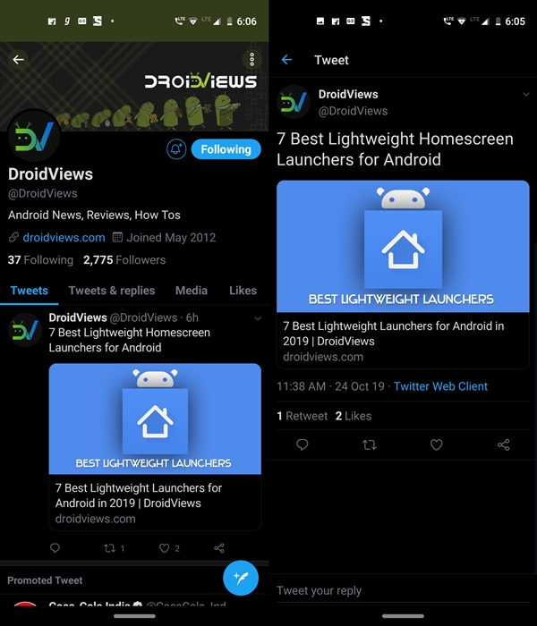 dark mode Laptopnet twitter page
