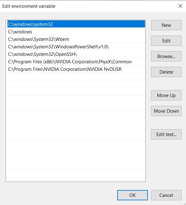 edit env variable