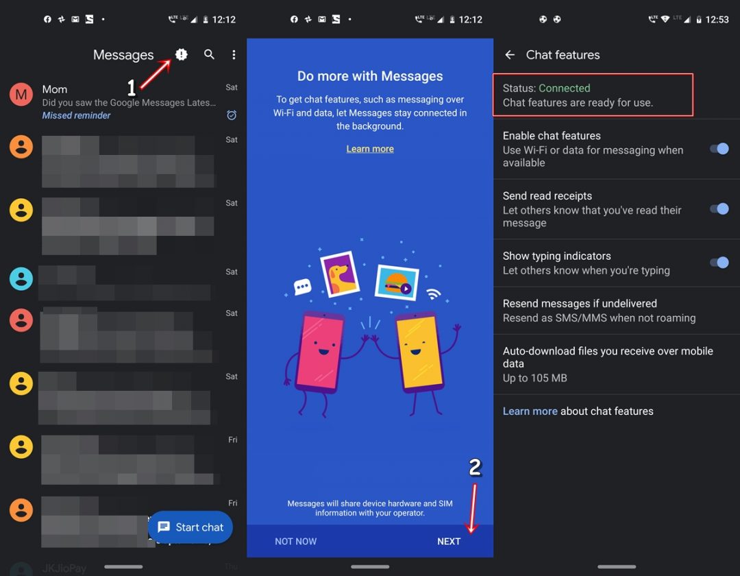 enable rcs messages