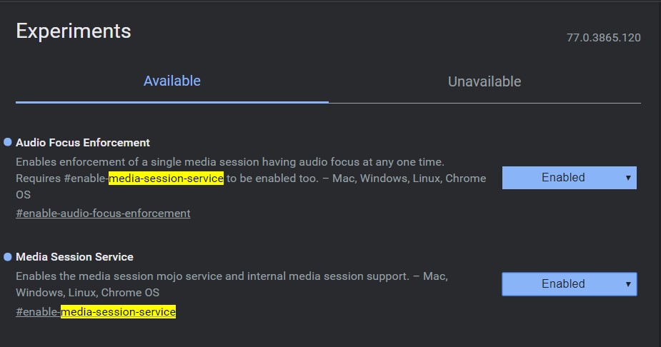 mute tabs chrome flags