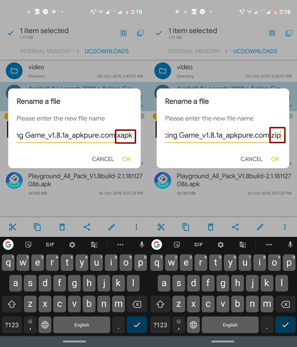 rename xapk android