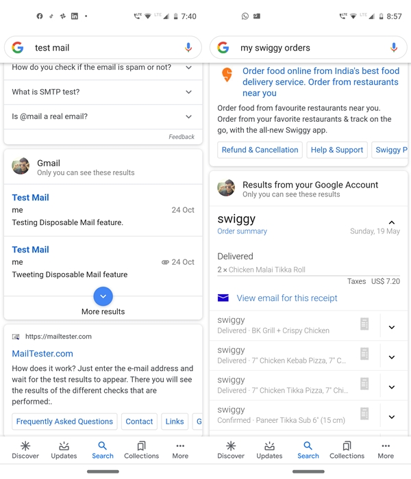 search results