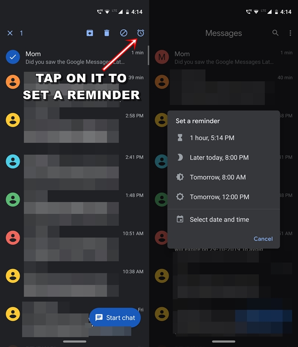 set messages reminder
