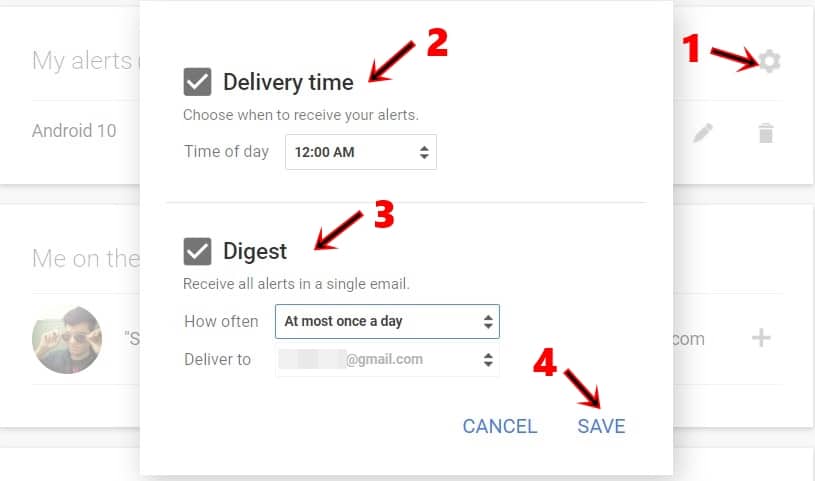 google alerts settings