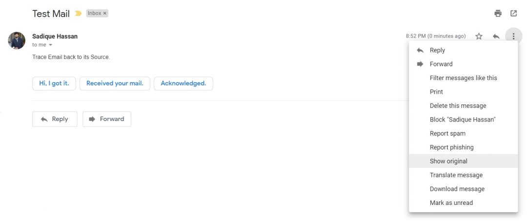 show original mail