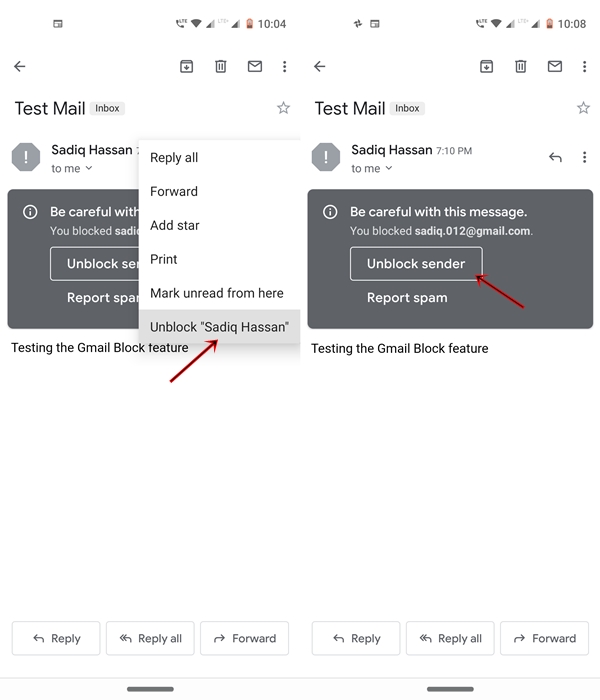unblock gmail android