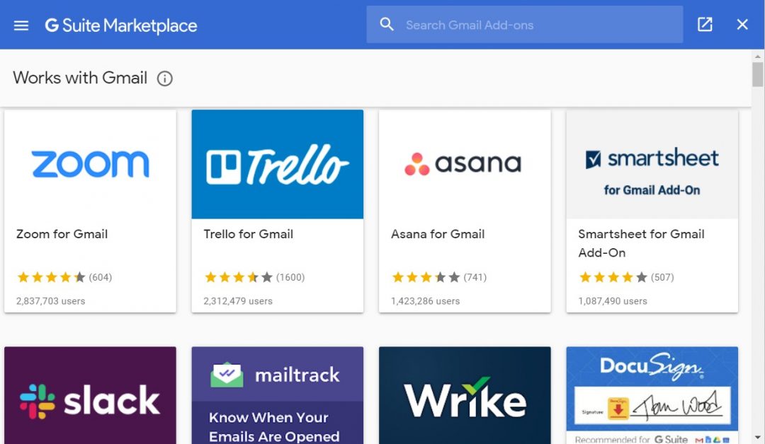 various gmail add-ons