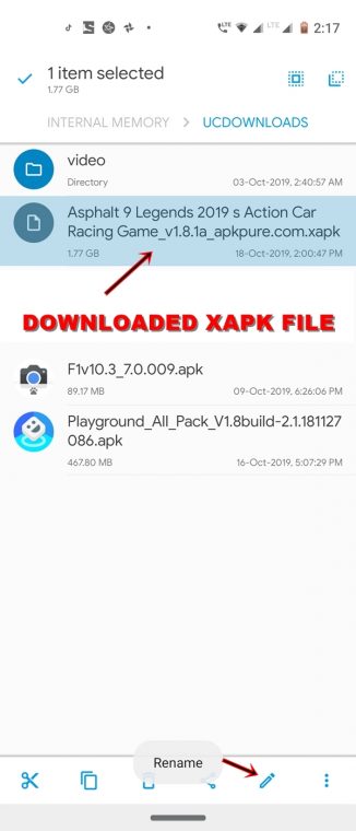 asphalt 9 xapk