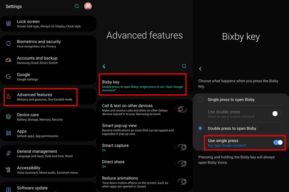 Bixby Key settings