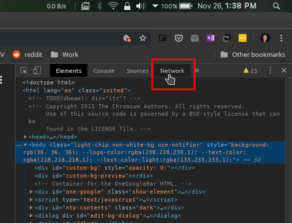 Chrome developer tools