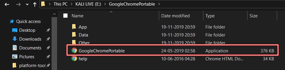 chrome portable launch