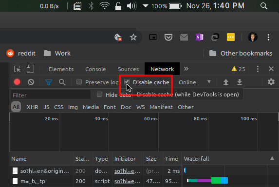 disable browser cache in chrome