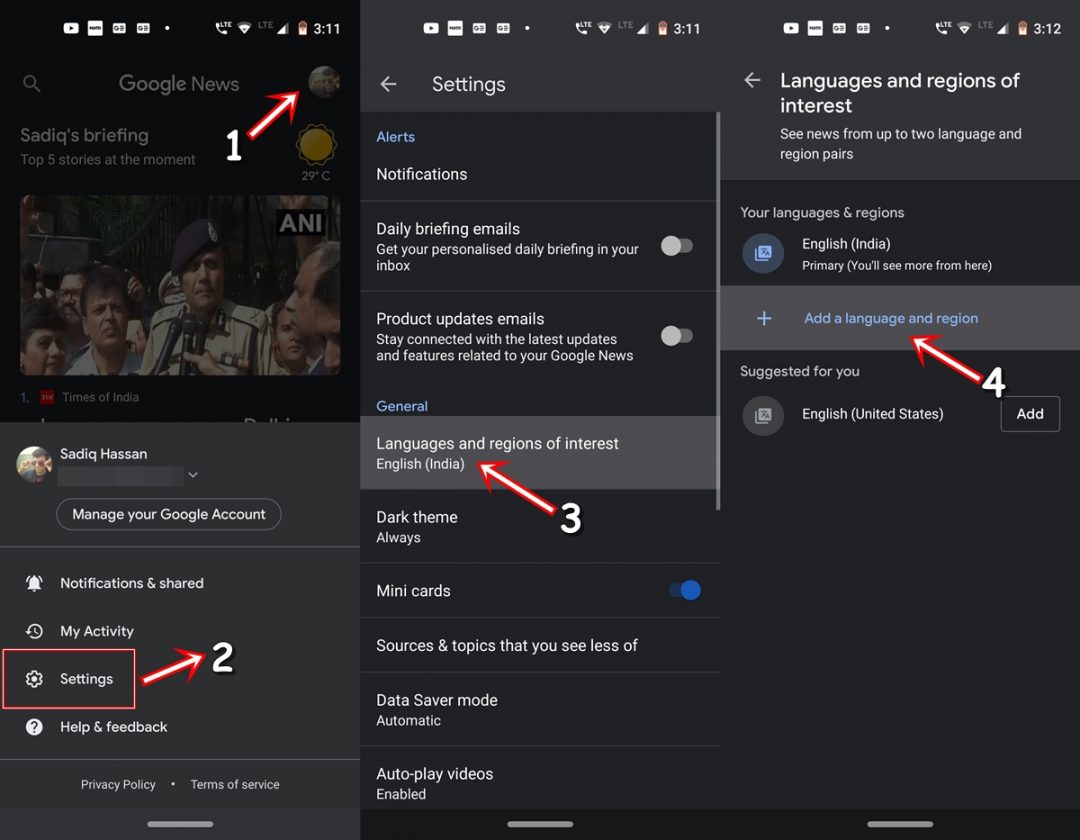 google news language