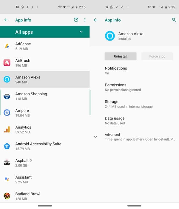 uninstall app