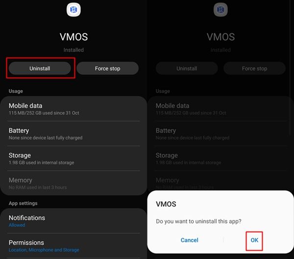 uninstalling apps on android
