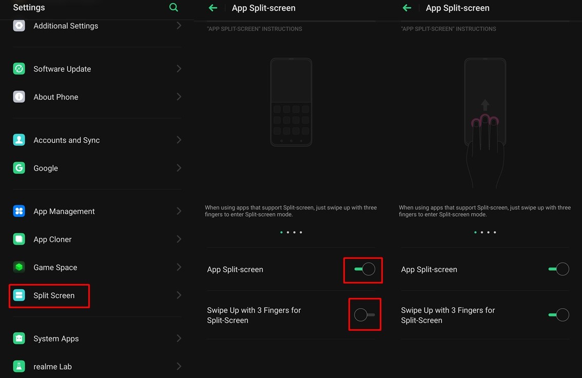 Split-screen feature Color OS