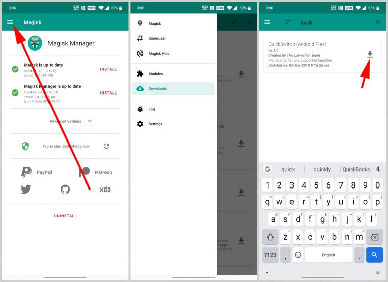 Install QuickSwitch Magisk module