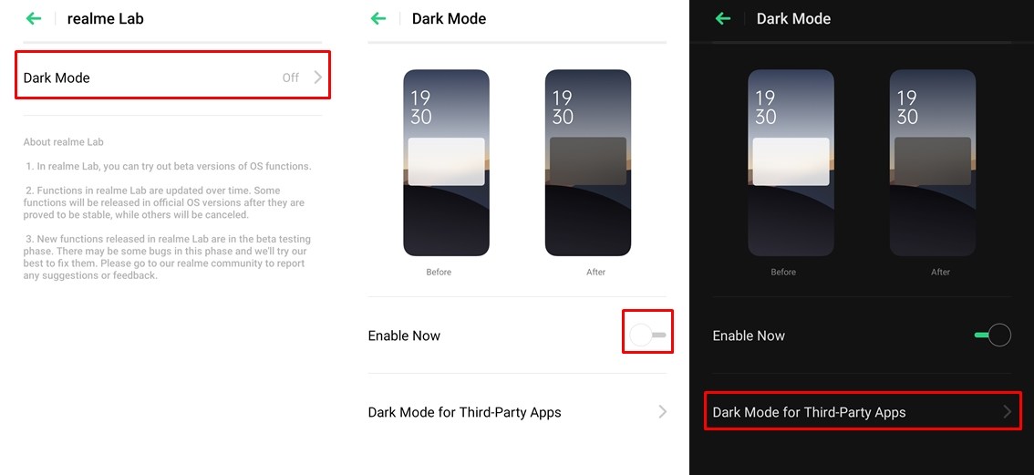 dark mode on Realme X2 Pro