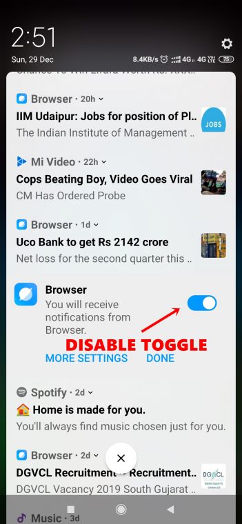 clear notification panel