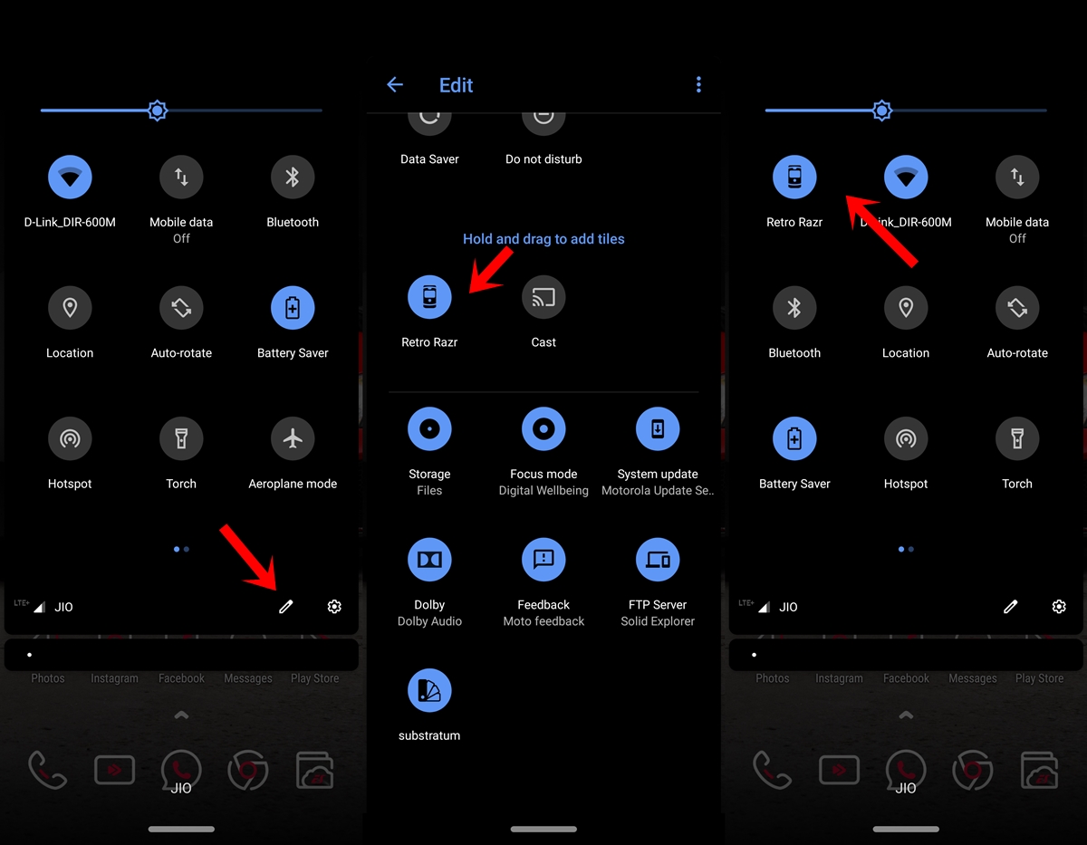 razr quick toggle