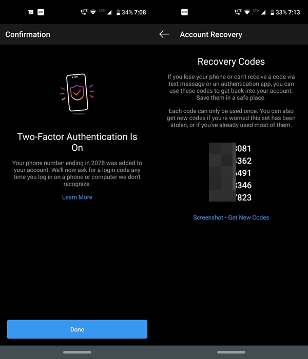 recovery code