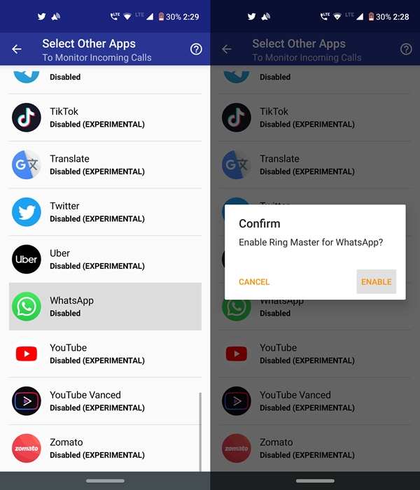 whatsapp call ring