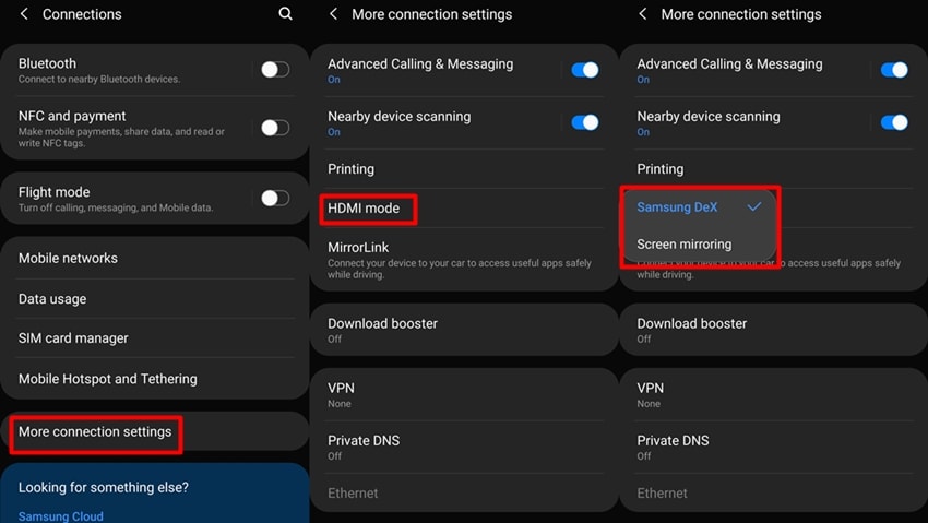 HDMI mode settings