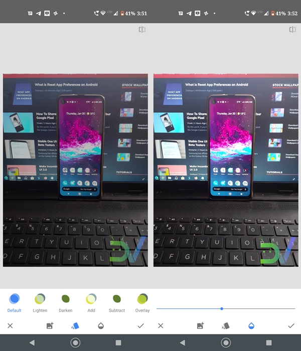 customize watermark snapseed