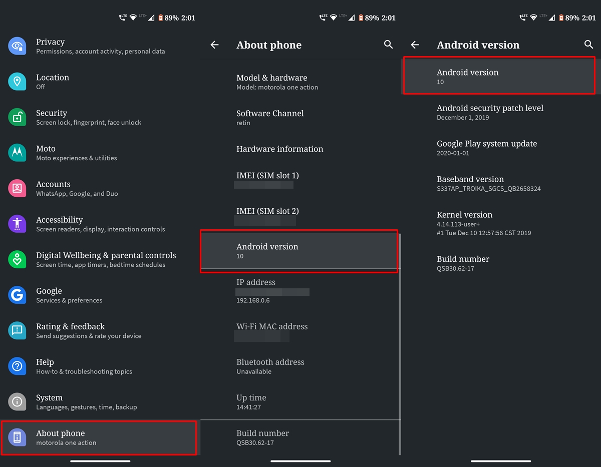device settings