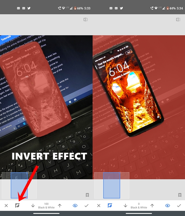 invert effect image snapseed