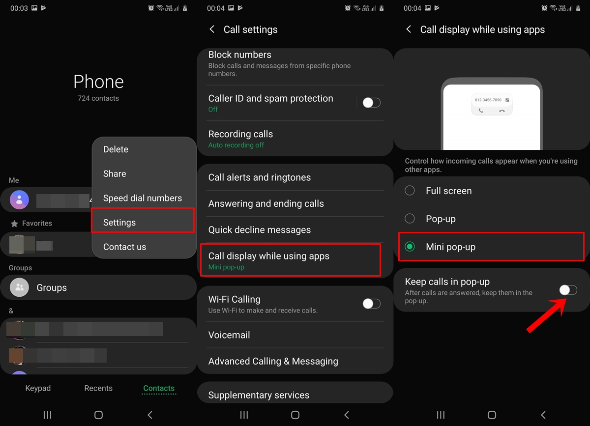 phone settings