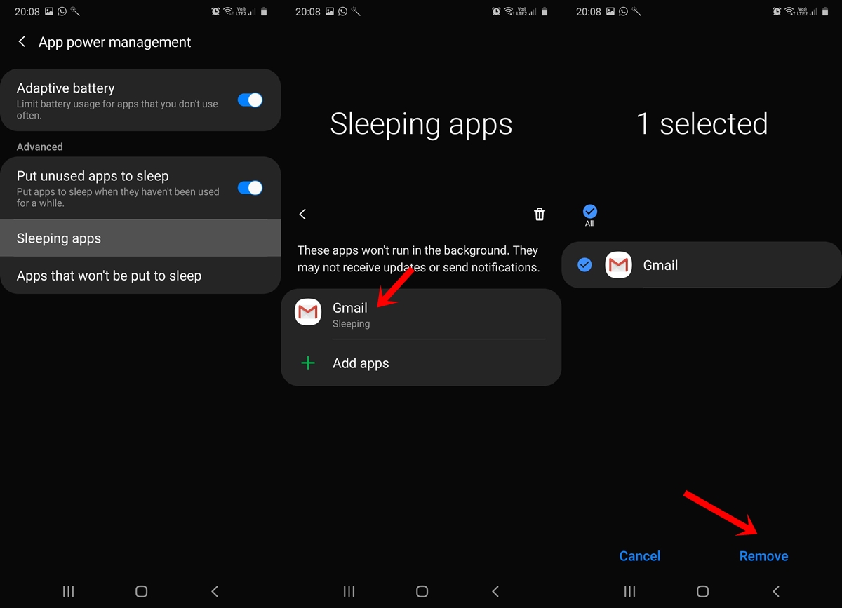 remove gmail samsung