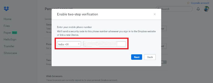 Two Factor Authentication code