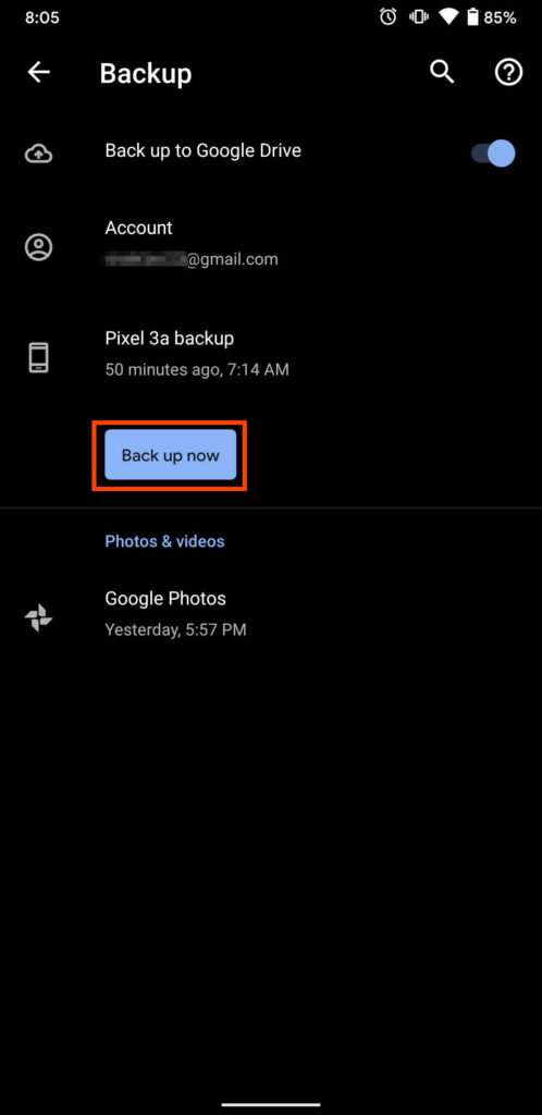 Google Pixel Backup