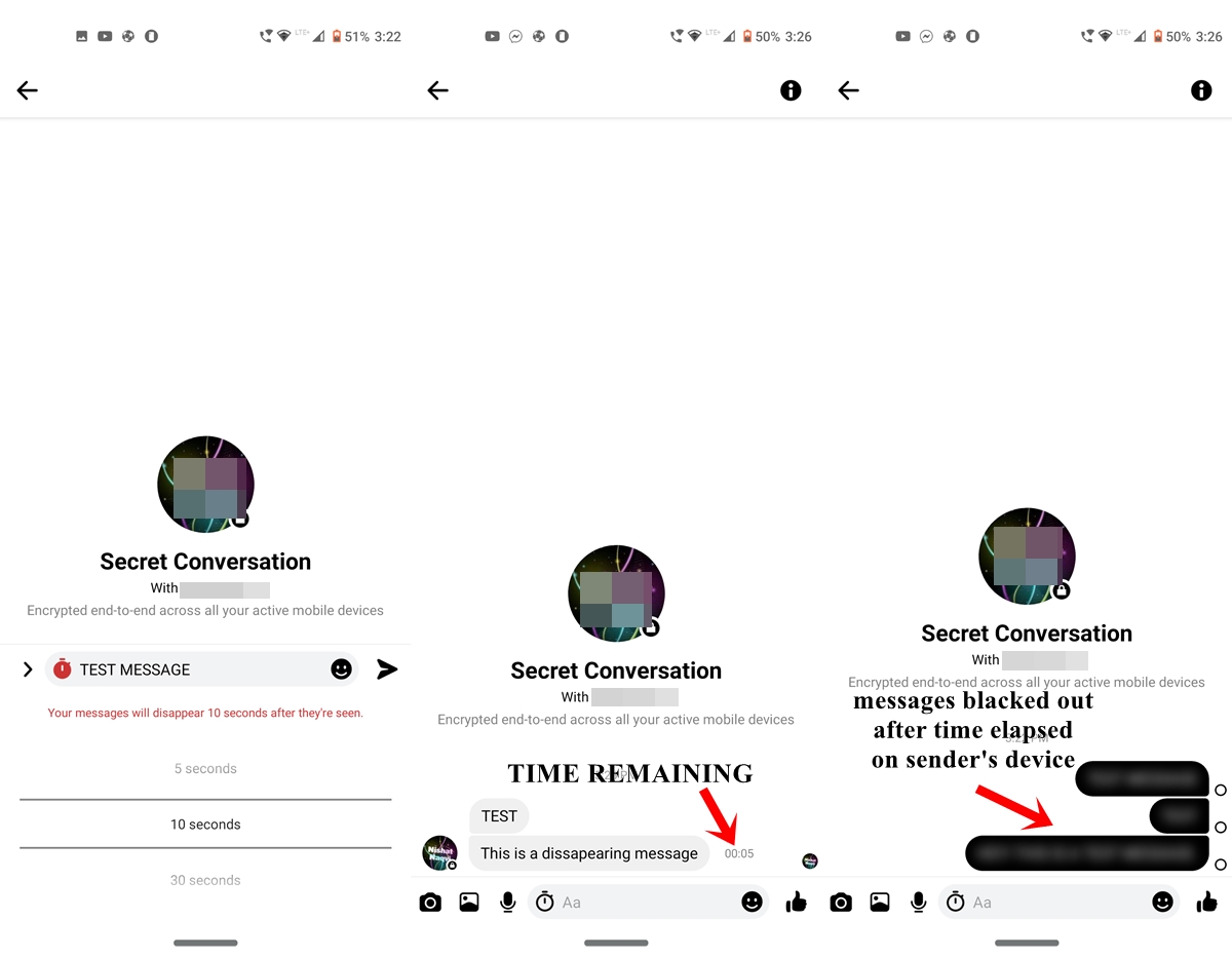 disappearing message