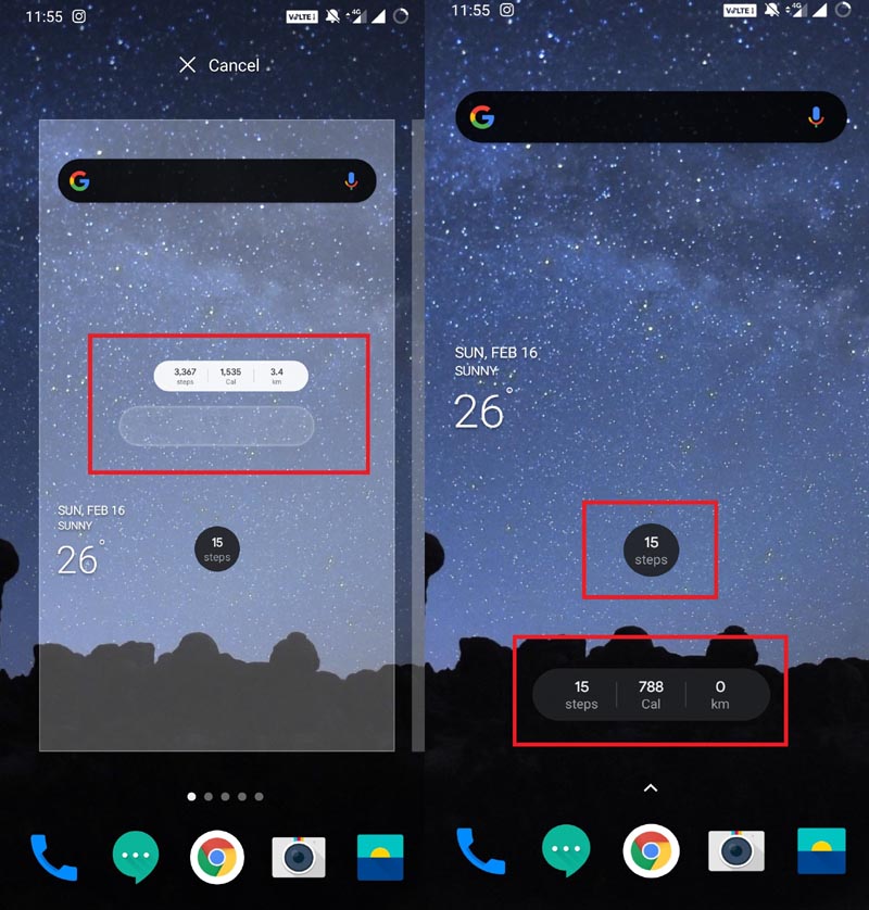 Google Fit Activity Tracker on Smartphone homescreen