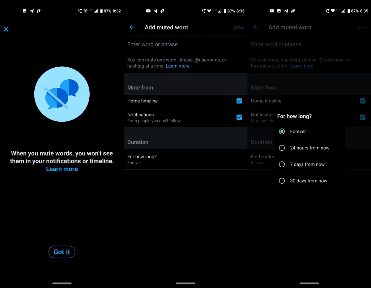 offensive tweets settings
