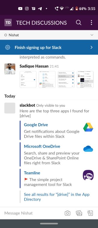 slack apps command