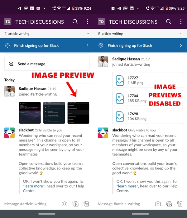 slack image tip