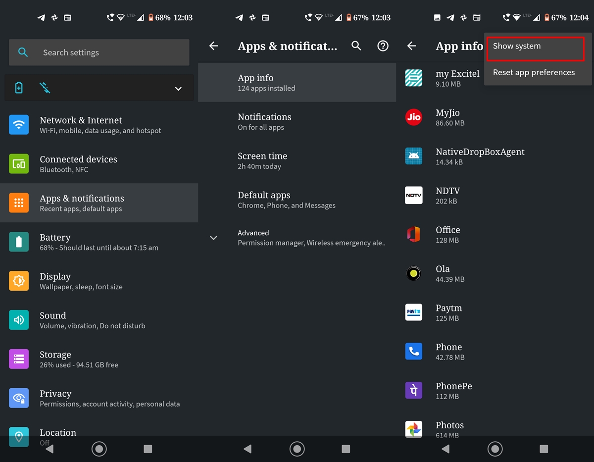 system apps