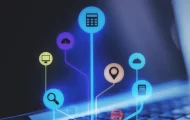 A graphic of a laptop with various helpful apps