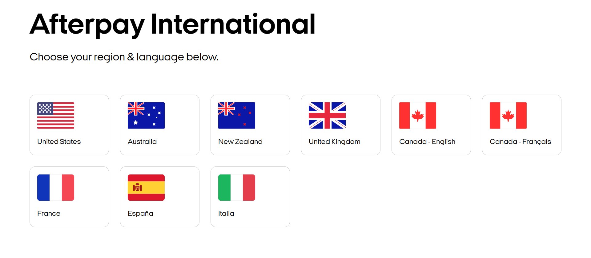 selecting location in Afterpay