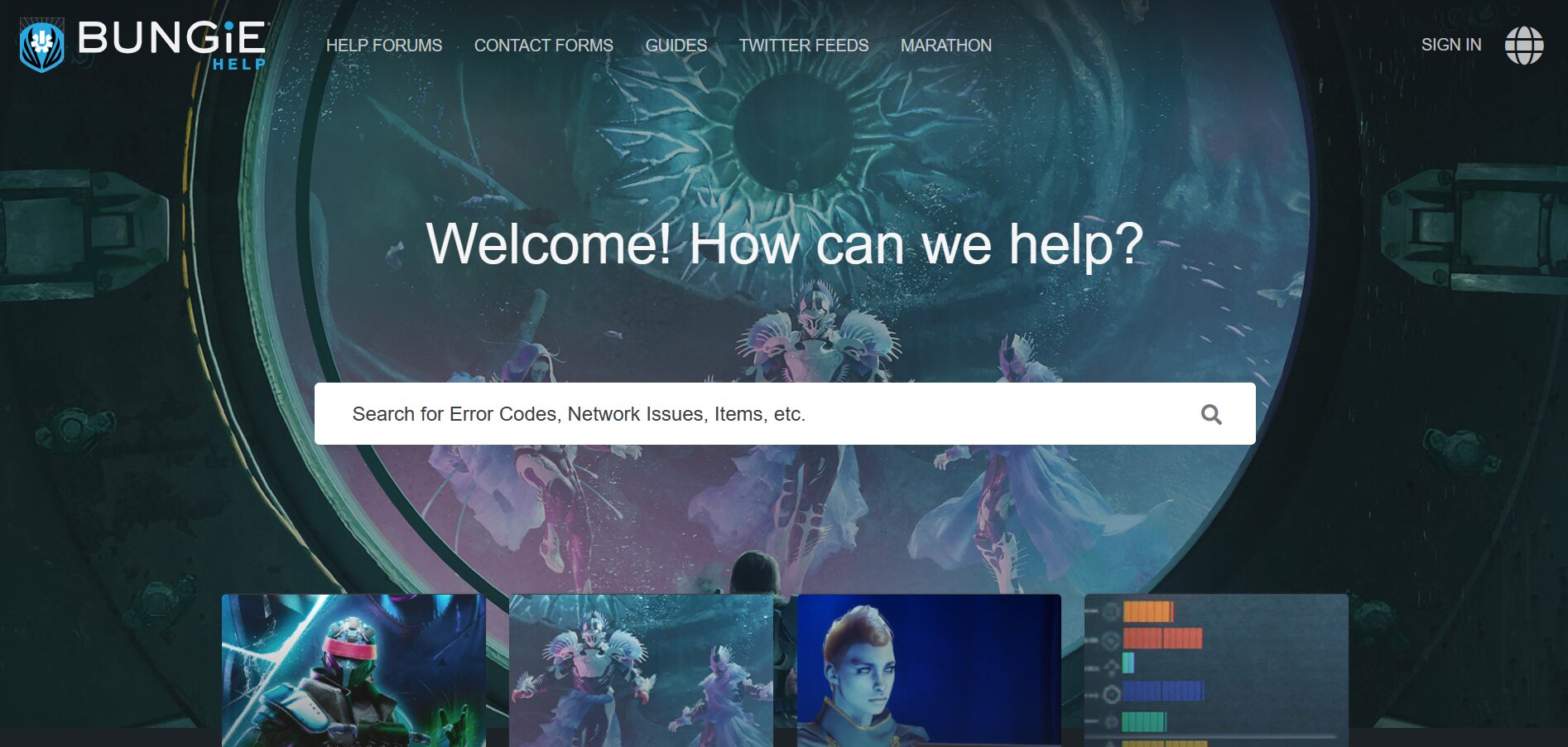 bungie help page