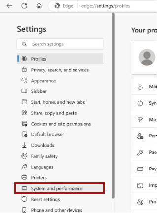 Systems and performance in MS Edge
