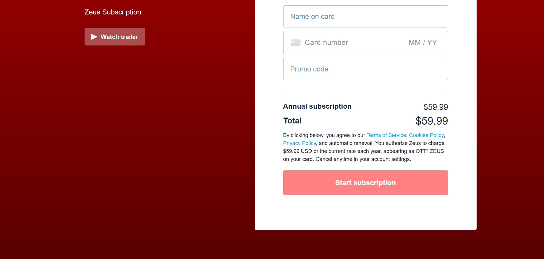 Zeus Network annual subscription