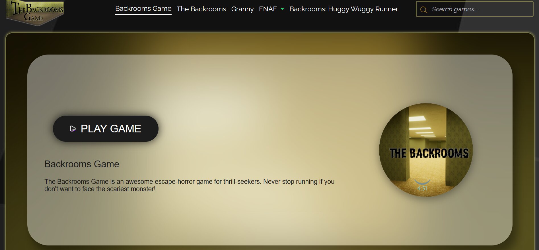 The Backrooms Play Screen